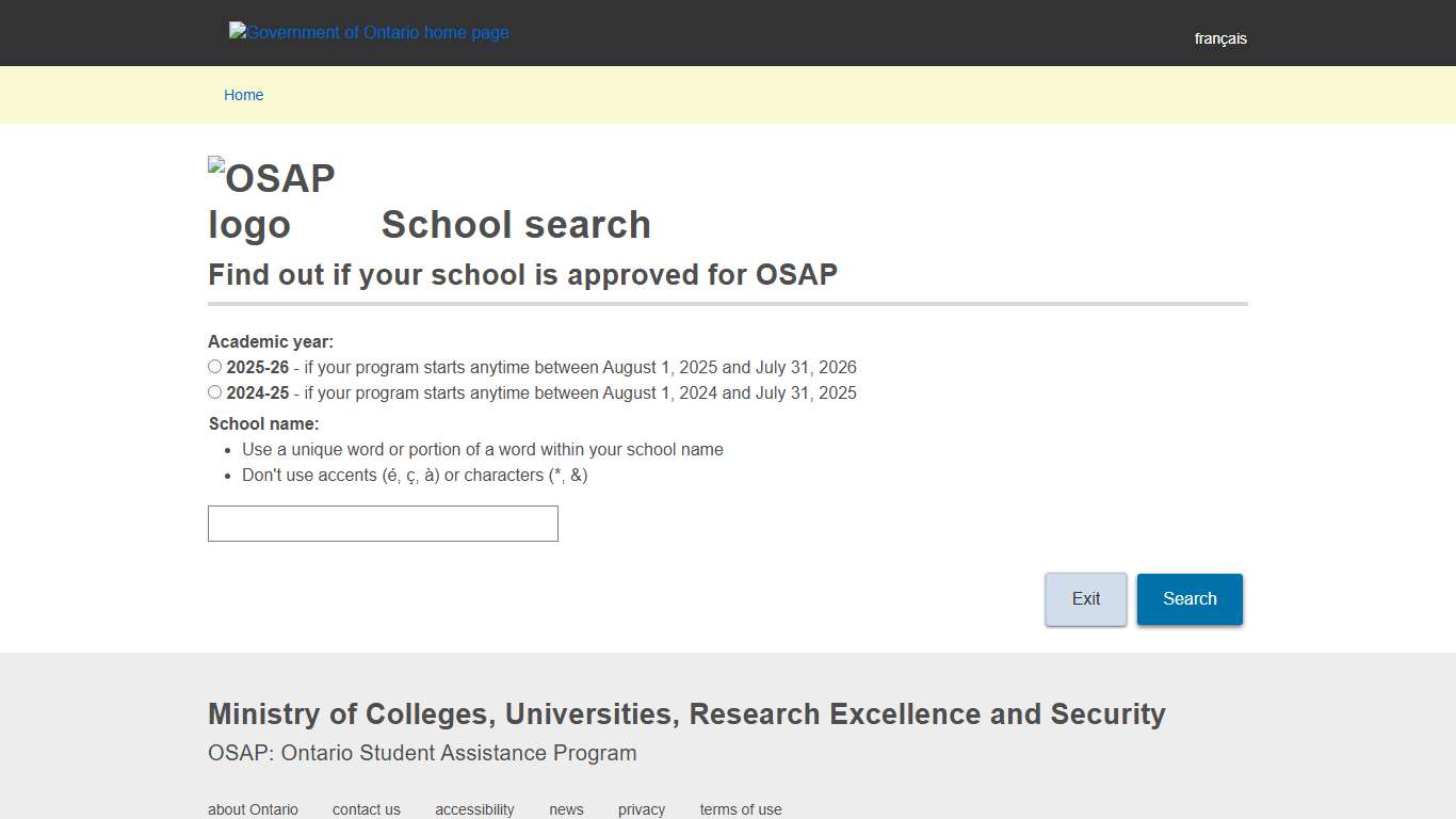 School Search Home Page