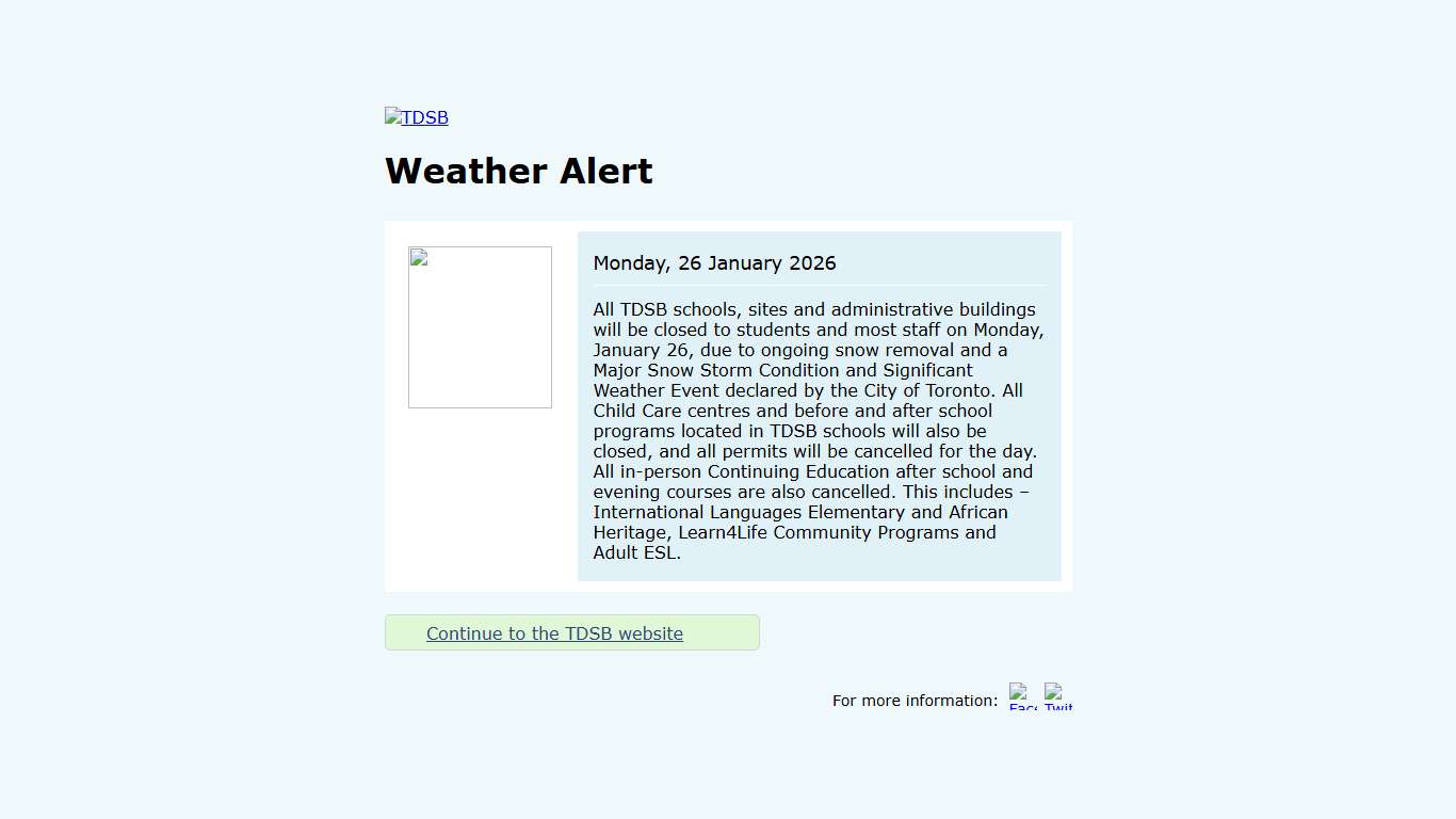 TDSB Weather Alert